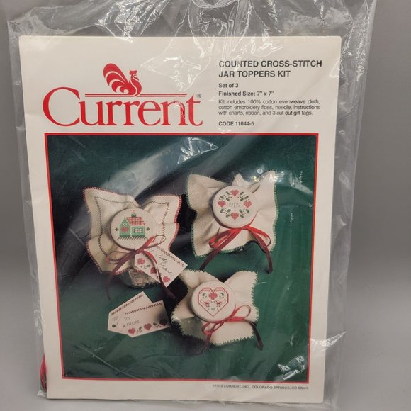 Current Other - Current Counted Cross Stitch Jar Toppers Kit Cut Out Gift Tags Set of 3